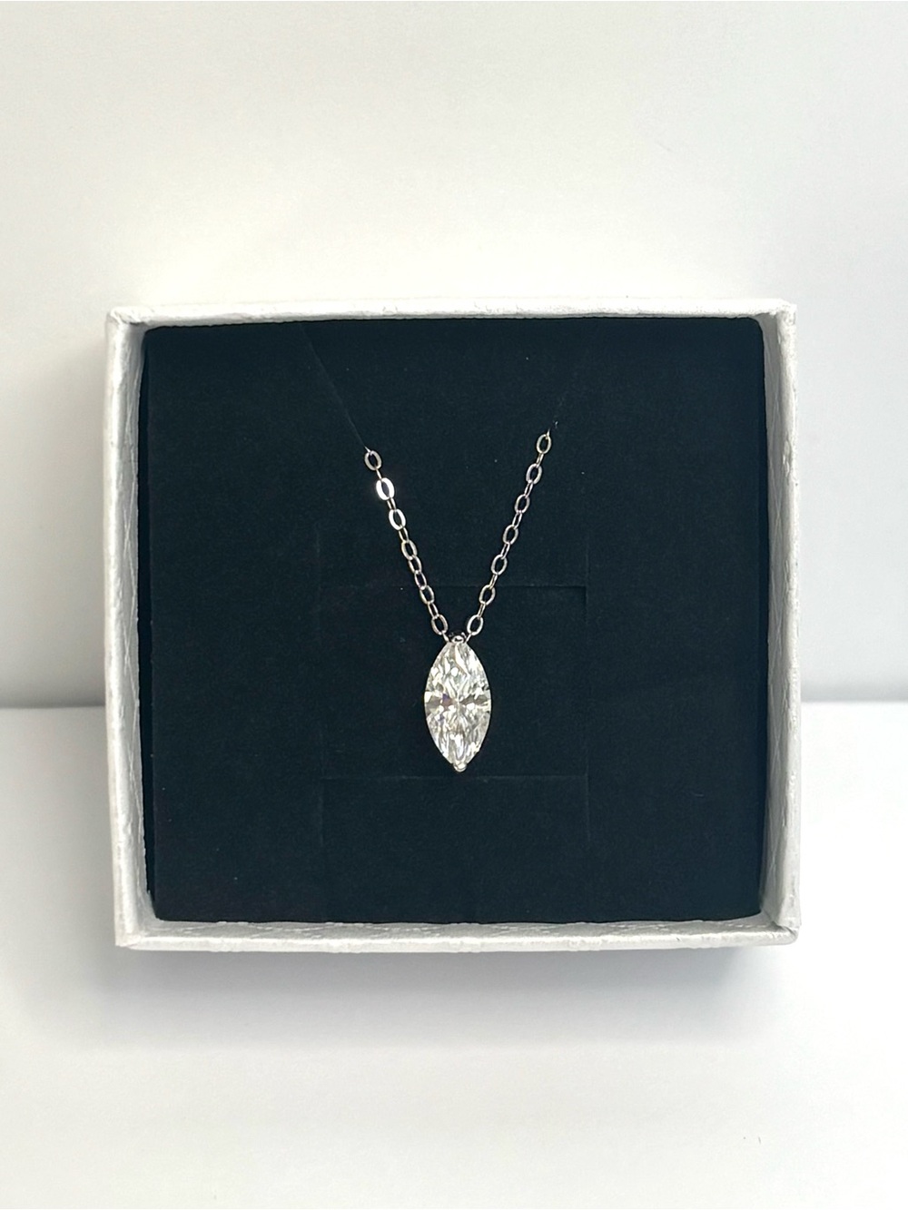 1 carat marquise-cut moissanite sterling silver pendant necklace